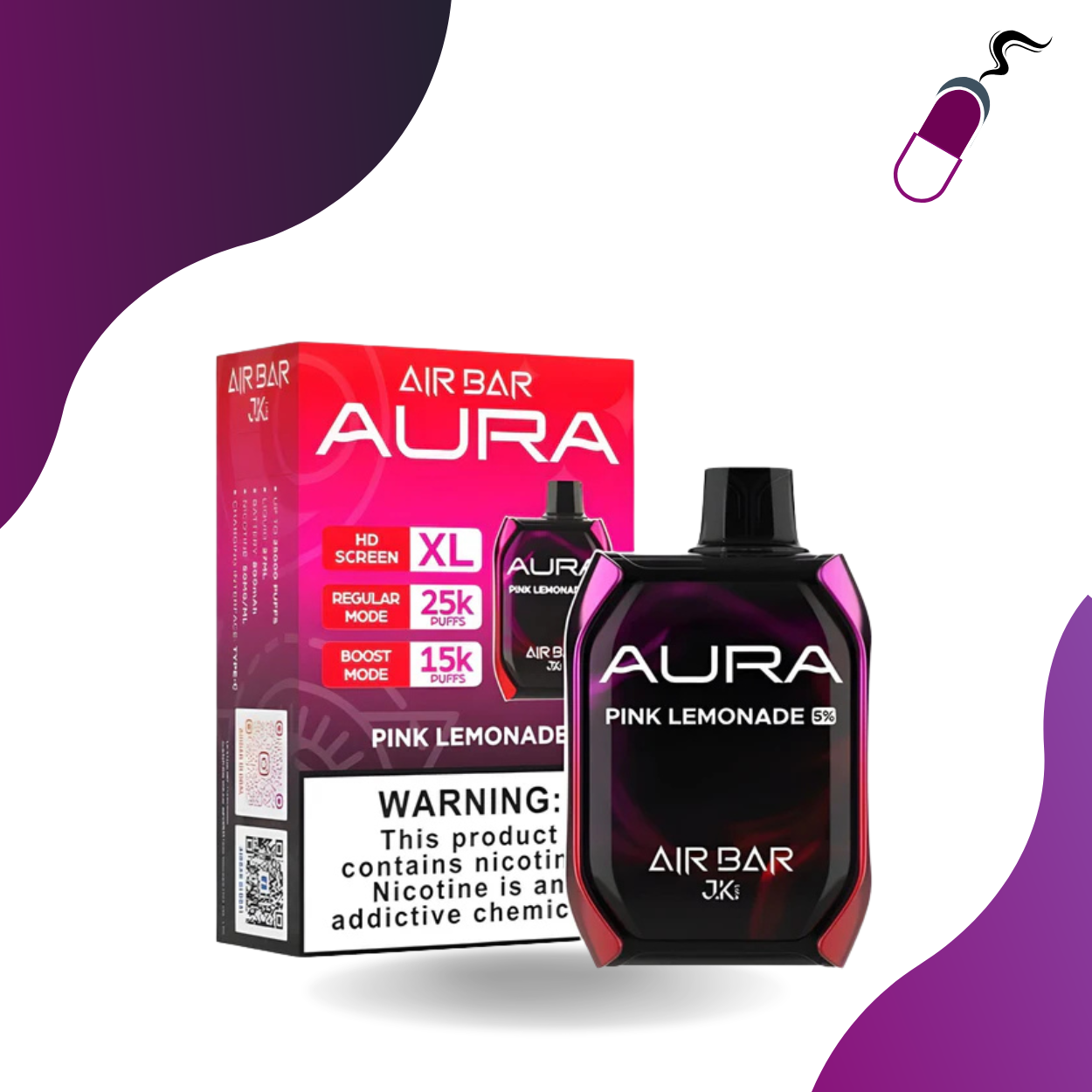 air bar aura vape 25K Puffs – Bulk Extract Tabs Material:The Nova + Pod Container DSD-MB-pods Coastal Clouds Salt E-Liquids
