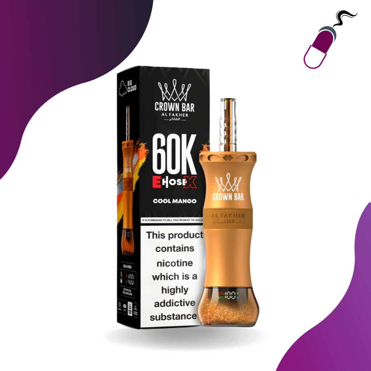 Al Fakher Crown Bar 60K E-Hose x Disposable 5ct