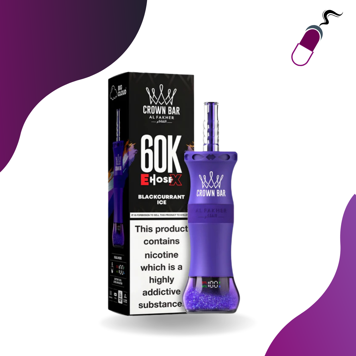 Al Fakher Crown Bar 60K E-Hose x Disposable 5ct