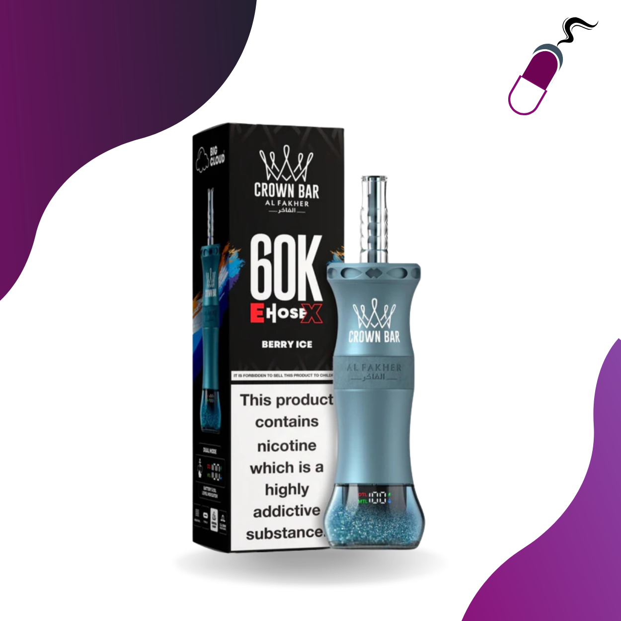 Al Fakher Crown Bar 60K E-Hose x Disposable 5ct